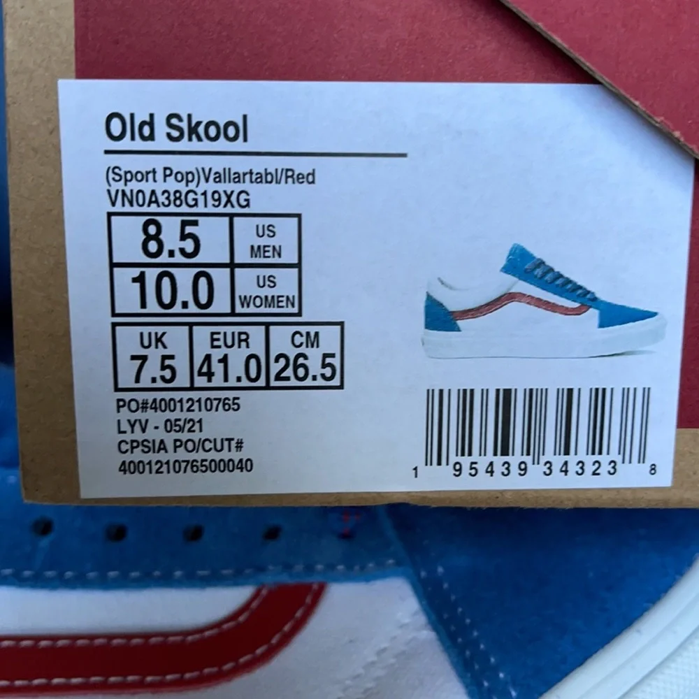 Vans Men’s Old Skool Sport Pop Vallartabl/Red Sneakers - Picture 16 of 16